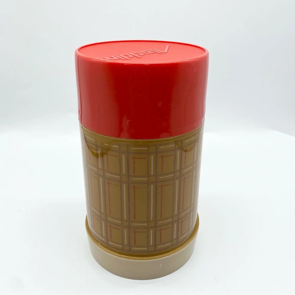 Vintage 1970s Aladdin Plaid Thermos Pint Size - Picture 1 of 13